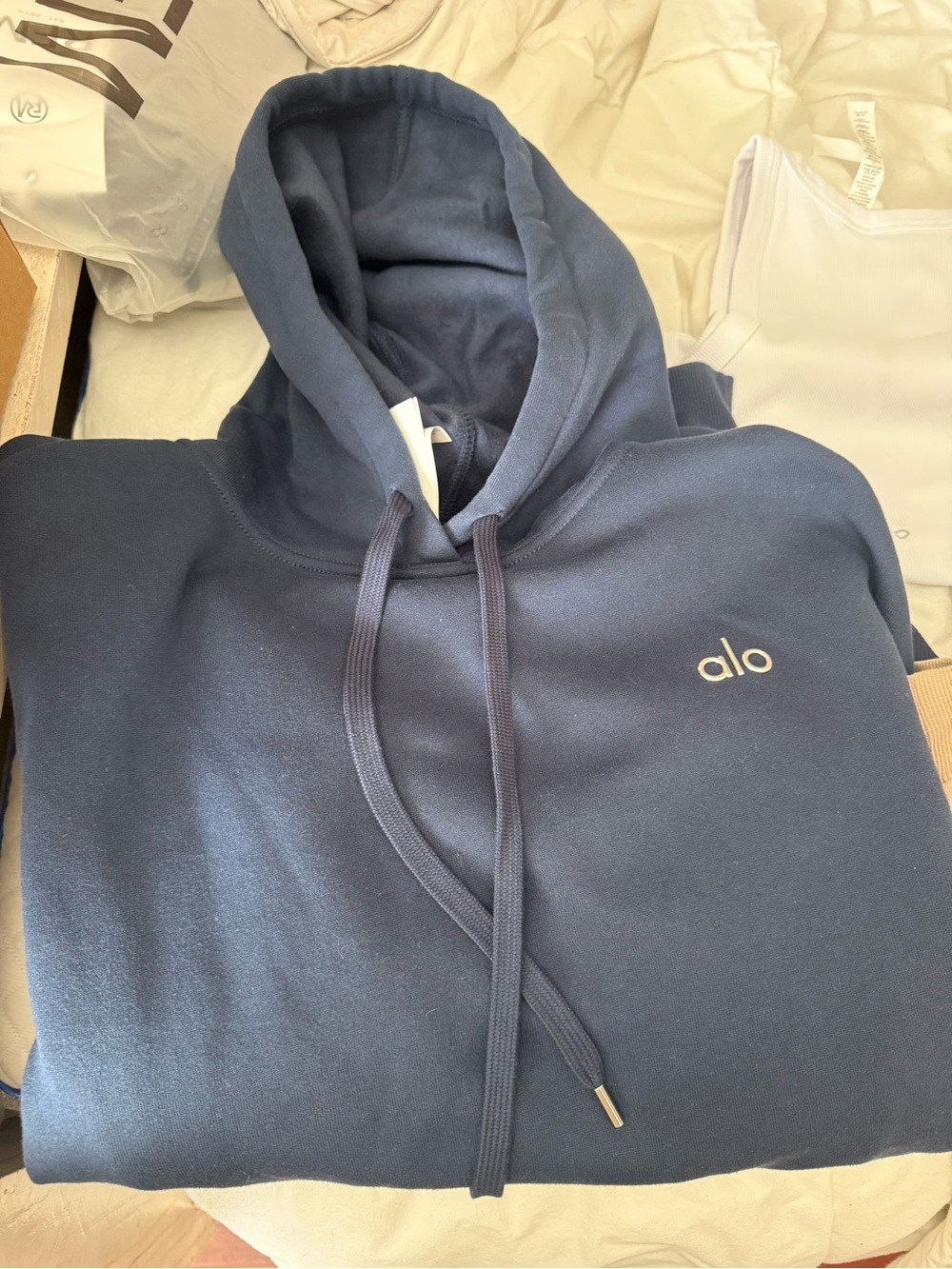 ALO Yoga Navy Hoodie with Subtle Logo